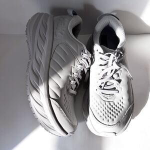 HOKA ONE ONE Bondi SR Leather Slip Resistant Work Sneaker in Gray Size 7